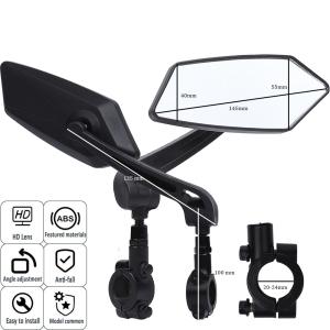 Bicycle Rear View Mirror Extra Large 2 Pieces 360 Degree Rear View Mirrors For Bicycle Ebike Mountain Bike MTB (Left + Right)