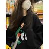 Fleece Fun Cartoon Printing Crew Neck Sweater Casual Pullover Female and Male Couples Trendy Coat