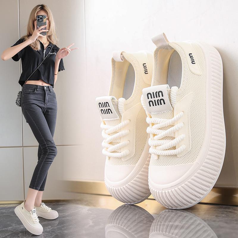 Temperament Soft-soled Little White Shoes Women's Summer New Breathable Versatile Student Board Shoes Non-slip Thick-soled Casual Sports Shoes