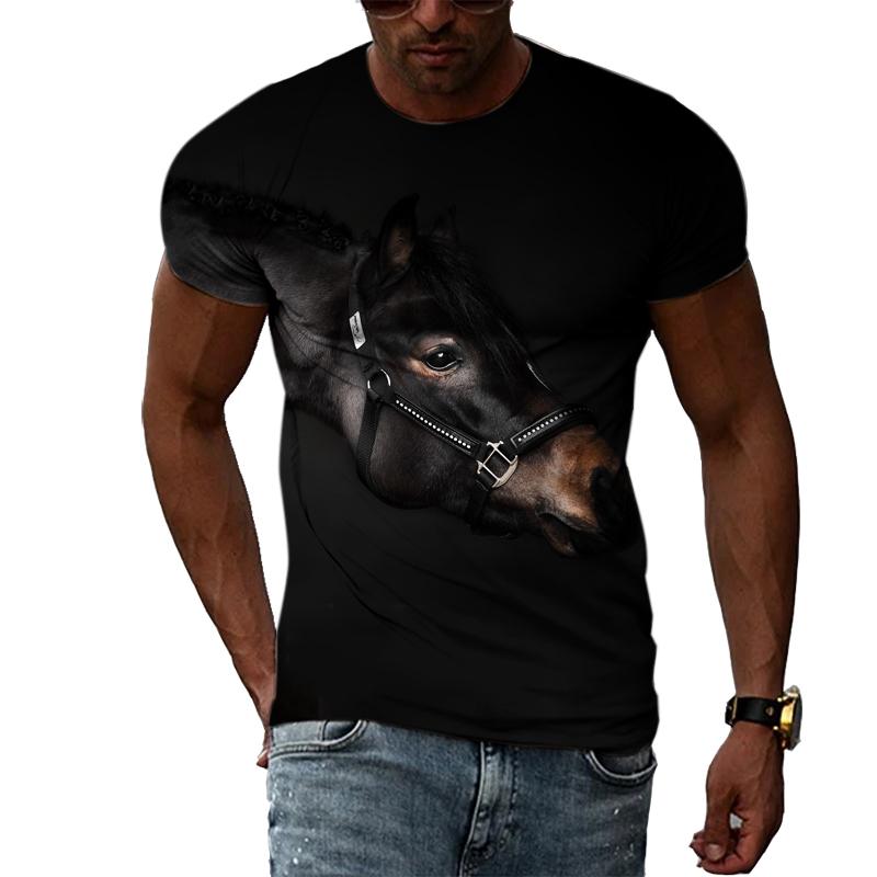 Summer Trendly Men Taste Cool Style Horse Graphic T Shirts Fashion Casual Personality Hip Hop Harajuku Print Streetwear T-shirt