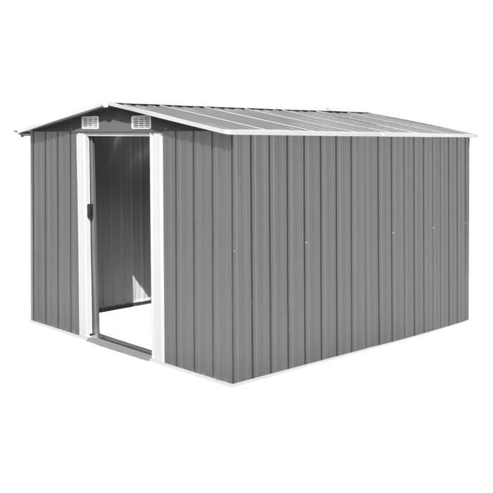 VidaXL Abri de jardin 257x298x178 cm Métal Gris 143341