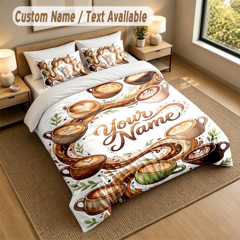 Decorative Artwork Theme Personalized 3Pcs Bedding Set Custom Text & Name 1 Sheet 2 Pillowcases Household Bedding 1pc