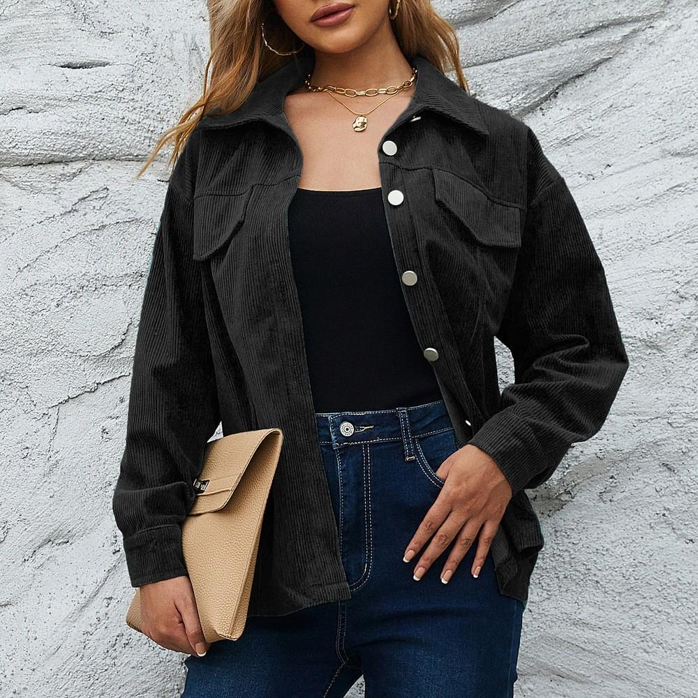 Women's Fashion Button-Down Casual Plaid Long Sleeve Jacket Top