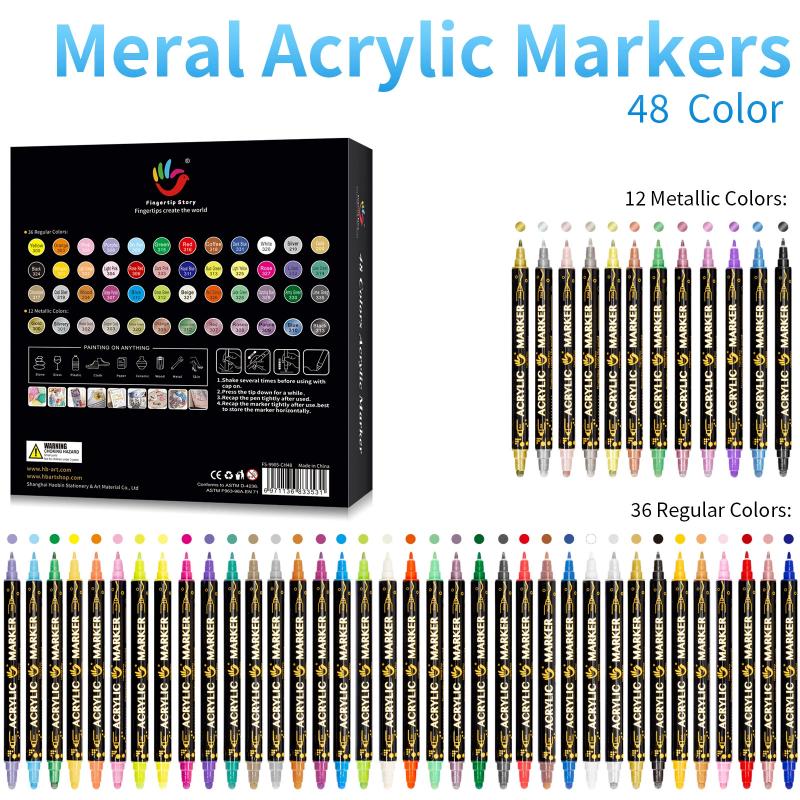 Double Tip Metal Acrylic Marker Set Stackable Color PenS Children's Student Art Stationary Handbook Graffiti Drawing Art Marker