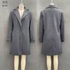 2026 Womens Vintage Casual Mid-Length Lapel Wool Blend Coat Solid Color Single-Breasted Outerwear