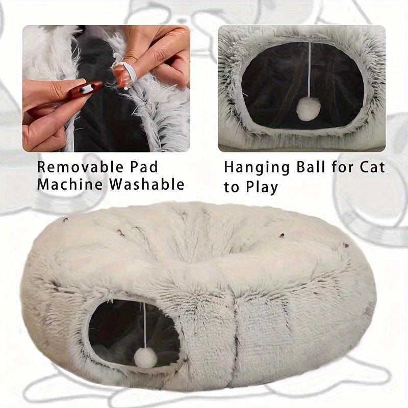 Set of 2 Plush Cat Bed Warm Foldable Cat House Detachable Tunnel Cat Nest Pet Cat Tunnel Washable Cute Pet Bed