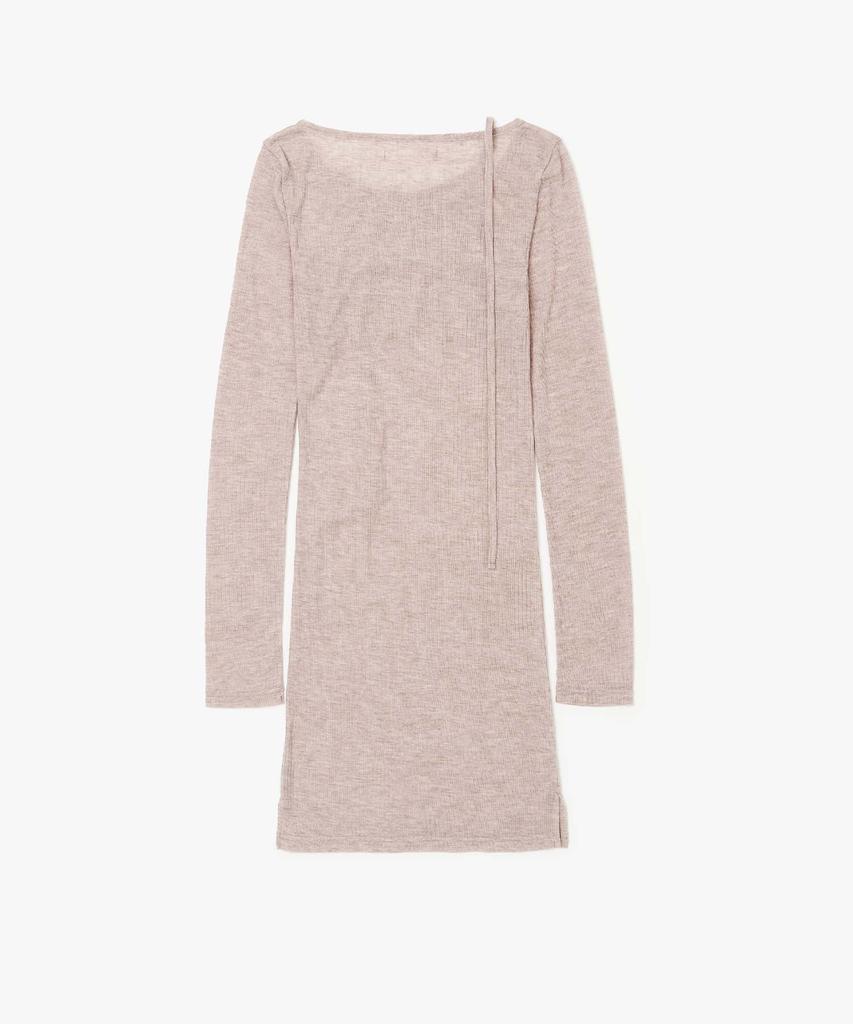 Plack Woman String Detail Layered Dress Beige