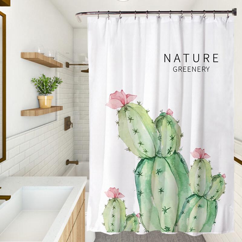 LISM Green Plant Digital Print Shower Curtain