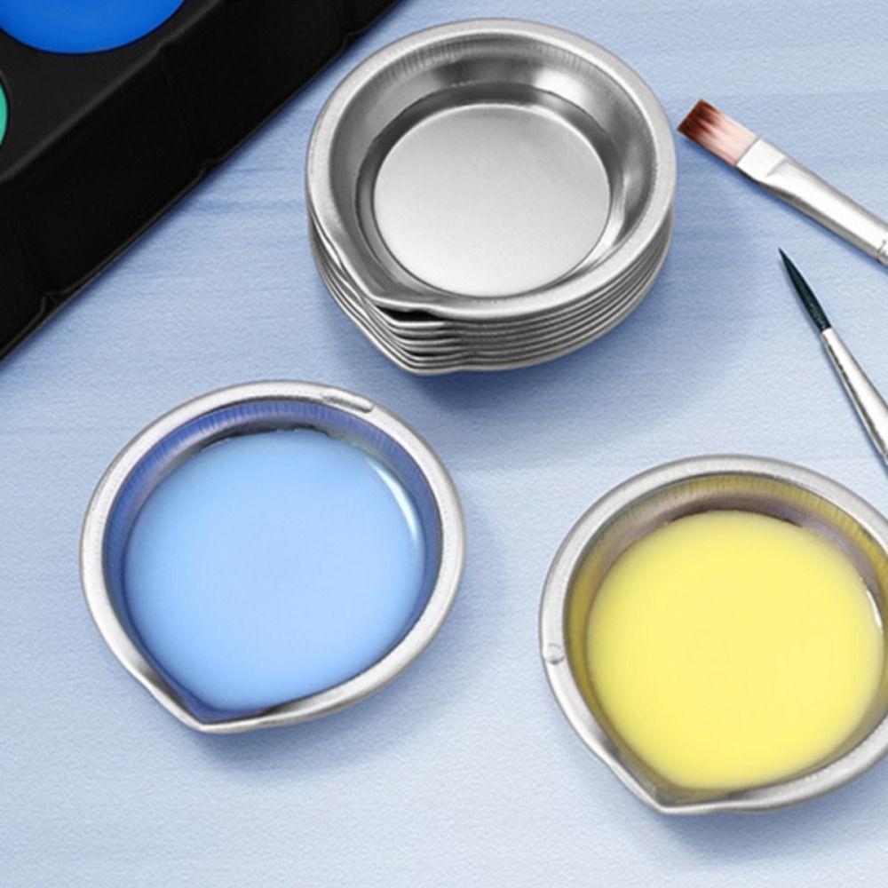 10pcs Stainless Steel Paint Color Mixing Cups Reusable Pour Mouth Palette Painting Color Bowls  Kids