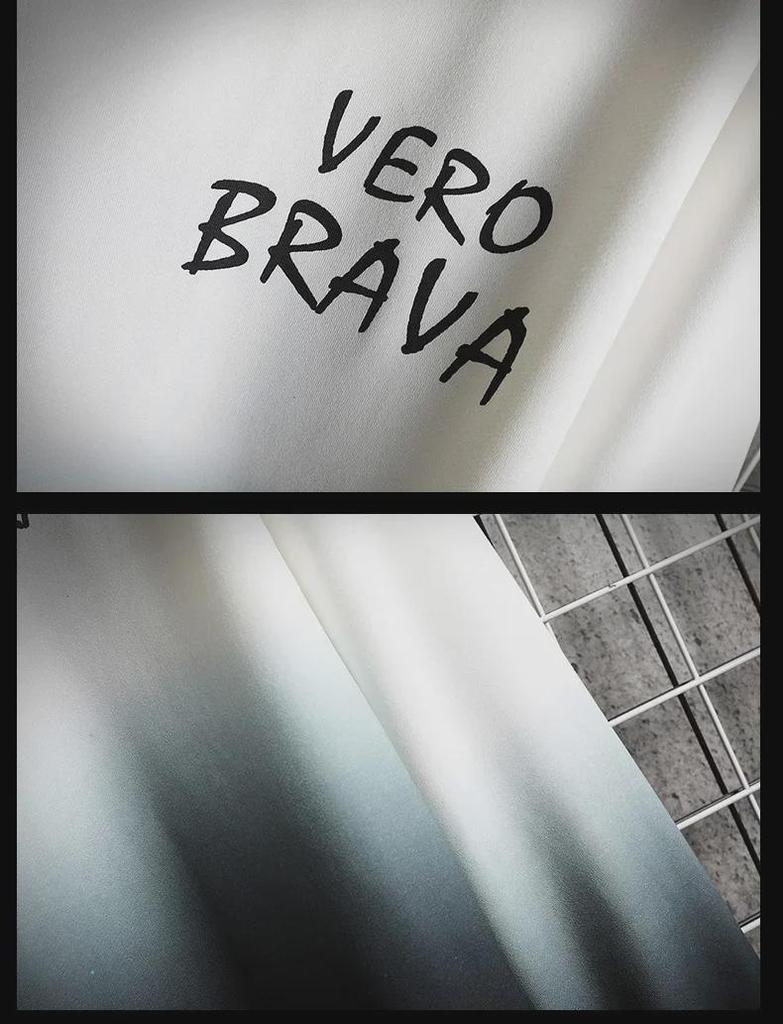 Pánská ležérní mikina s gradientem - Mladistvý korejský trend, volný střih, kulatý výstřih na jaro a podzim