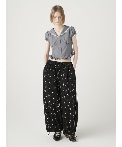 Furfur Flower Print Wide Sweat Pants RWCP252024BLKF