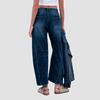 Damen Jeans mit hoher Taille und gewaschener Optik, modische, vielseitige Hose mit geradem Bein