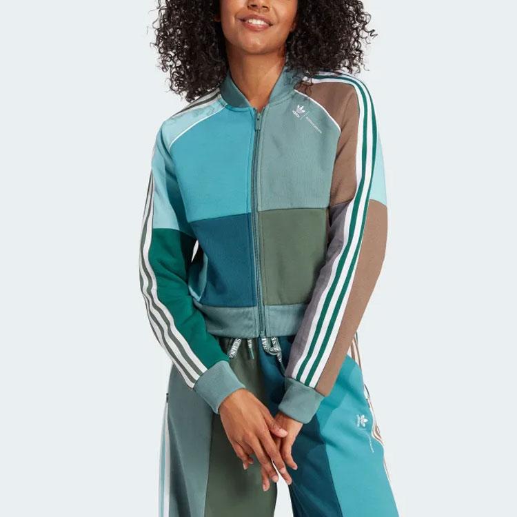 Adidas Originals X Ksenia Schnaider Reprocessed Short Track Jacket Color Block Striped Casual Long Sleeve Jacket Women Jacket Multicolor II0760