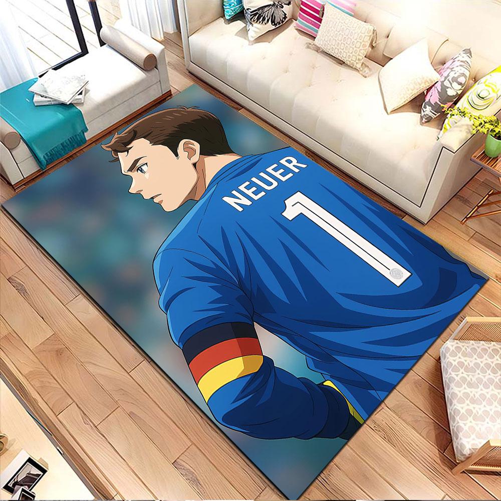 Anime Style Goalkeeper Portrait Patterned Carpet, Non Slip Mat Suitable for Living Room and Bedroom Sofas