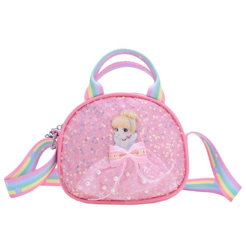 Bow Cartoon Cute Girl Pattern Childrens Shoulder Bag With Design Sequins