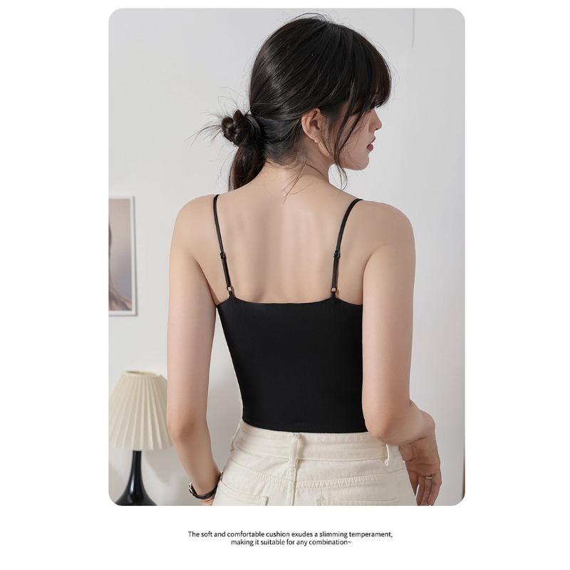 Women Back Beauty Strap Bra Integrated With Chest Pad Anti Glare Thin Daily Underwear