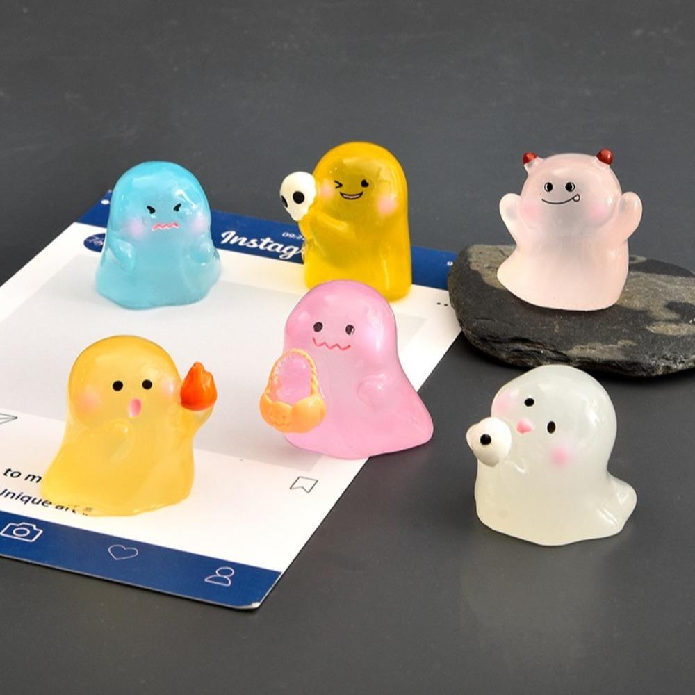 10Pcs Light In The Dark Ghost Figurines Miniatures Ghost Statue  Home Office Desktop Decor