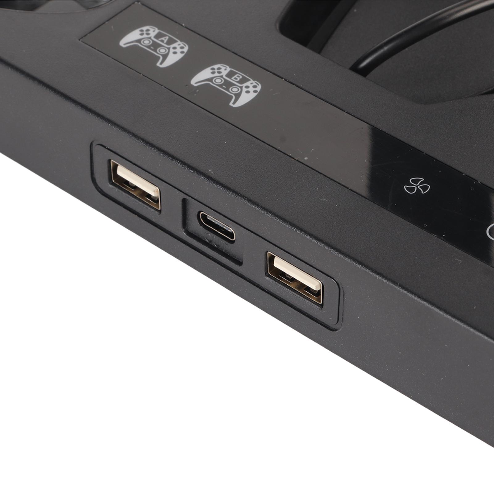 

для PS5 Вертикальная подставка 1 Подставка для наушников 2 Зарядных устройства для контроллеров 15 слотов для игровых дисков с охлаждающим вентилятором