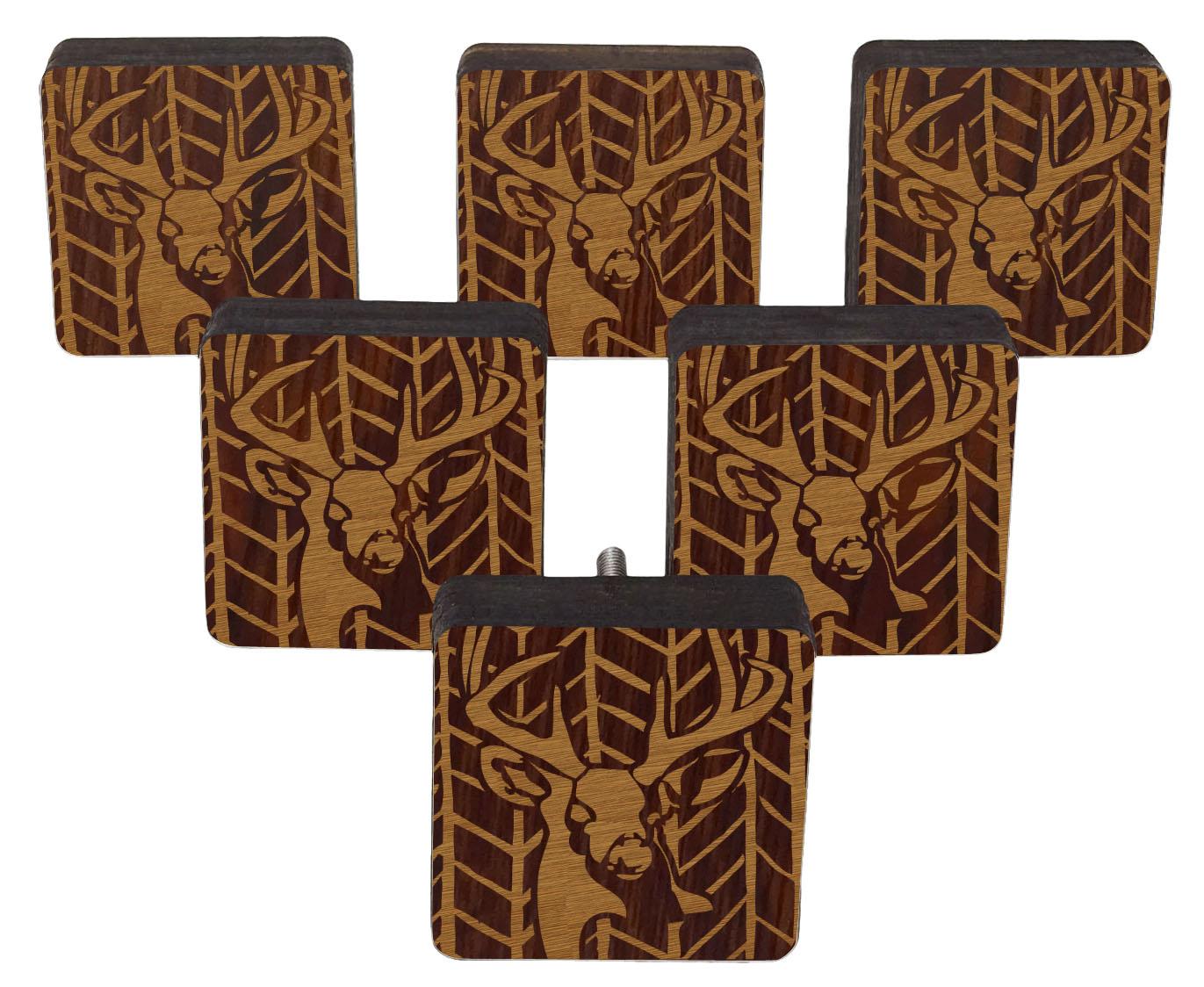 

IBA Indianbeautifulart Brown Engraved Knobs 10 Pc Furniture Wooden Scallop Knobs Rustic Drawer 2 x 2 Inches-Square коричневий