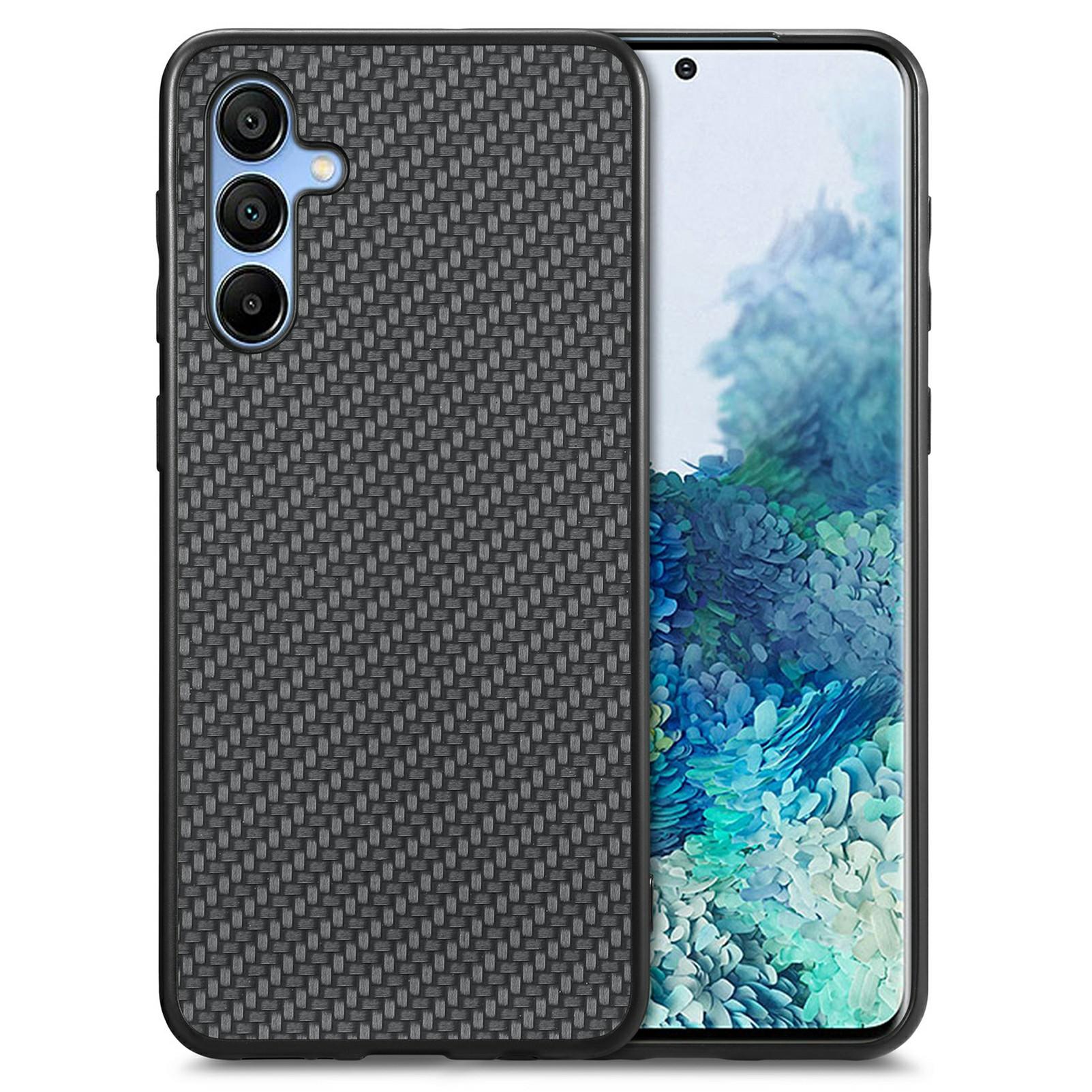 

For Samsung Galaxy A16 4G/5G Case Carbon Fiber Texture PU+PC+TPU Phone Cover Black