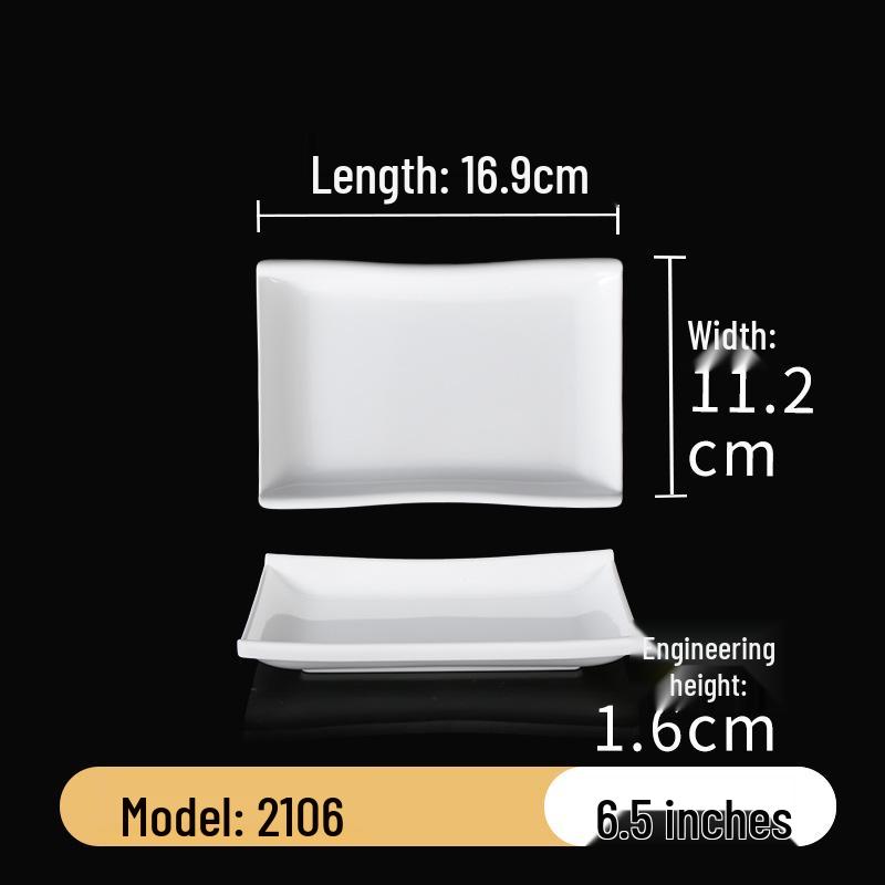 A5 White Melamine Cheong Fun Plate - Imitation Porcelain, Commercial Use, Creative BBQ and Breakfast Snack Dish