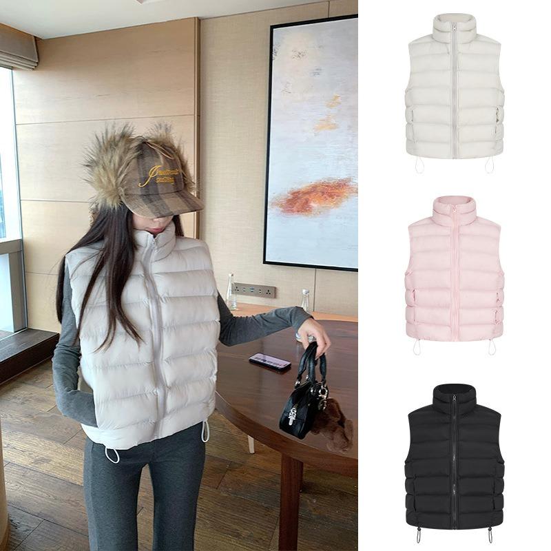 stand-up collar sleeveless ribs cotton clothes vest stacked with thermal cotton coat