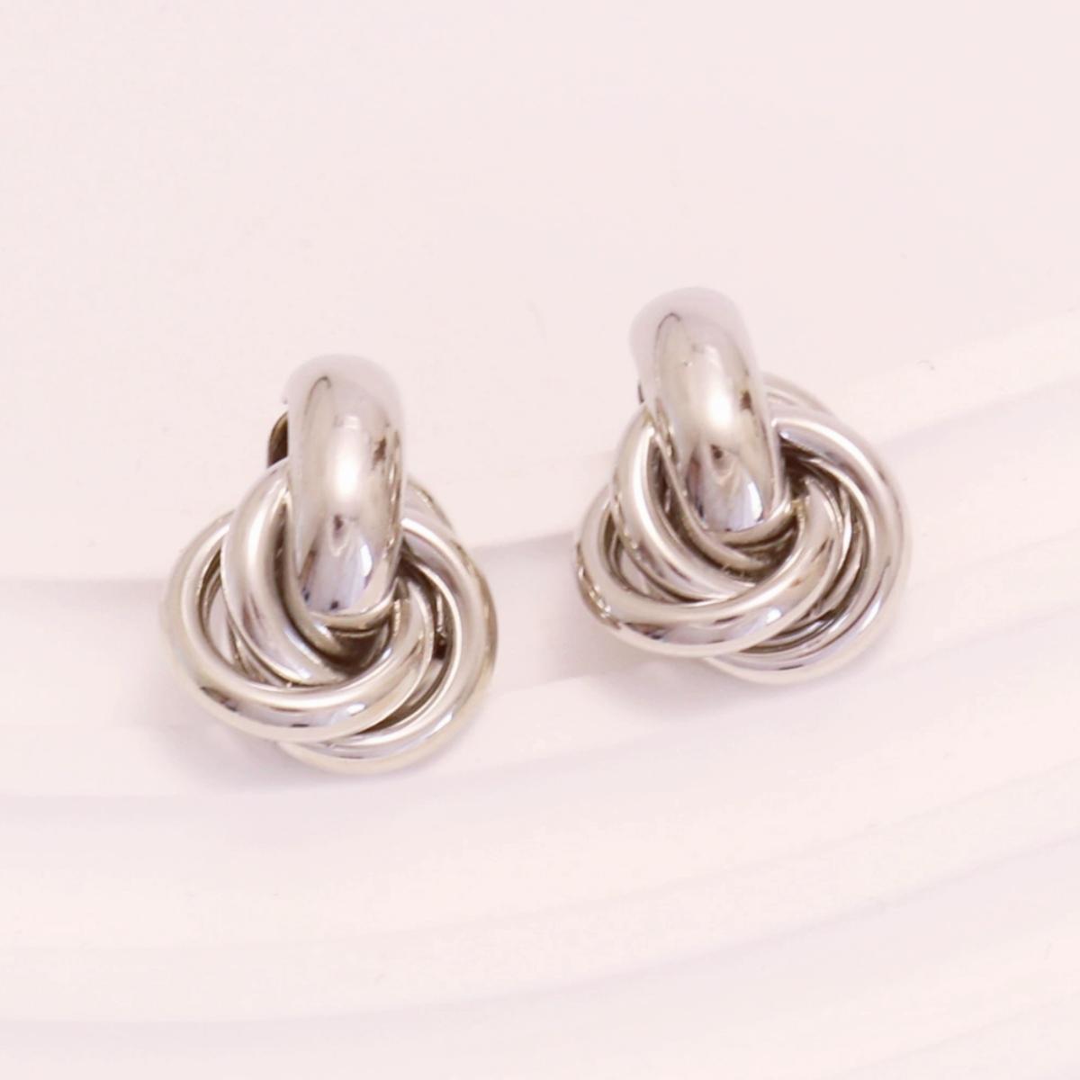 

Htpwe Fashion Round Double Ring Metal Stud Earrings For Women Men Gold copper Geometric Retro Stud Earring Party Daily Zircon мідний