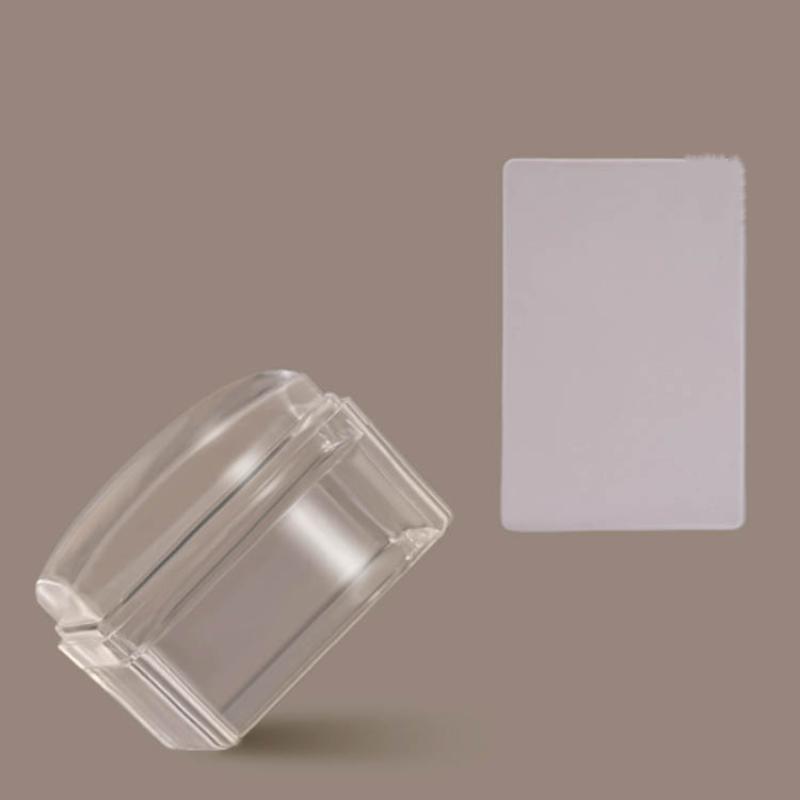 Clear Nail Art Silicone Stamp Erasable Reusable with Steel Transfer Plate Professional Manicure Tool for Beginners Artists