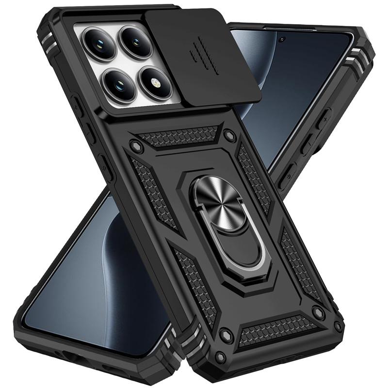 Military Armor Slide Camera Case For Xiaomi 15T Pro 14T 13T 12T 11T 13 12 11 Lite 5G 17 Pro Max Magnetic Ring Holder Phone Cover