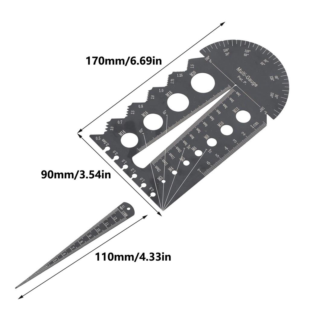 1Pack Metric and Imperial Thread Screw Gauge Clear Scale Thread Gauge for Accurate Measurement in Stainless Steel