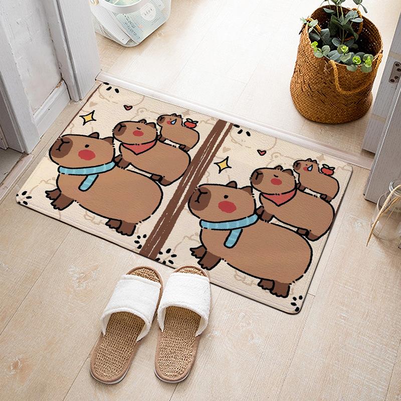 Cartoon Cute Capibala Floor Mat Household Short Pile Carpet Bathroom Non-slip Mat Capybara Animal Bedroom Mat
