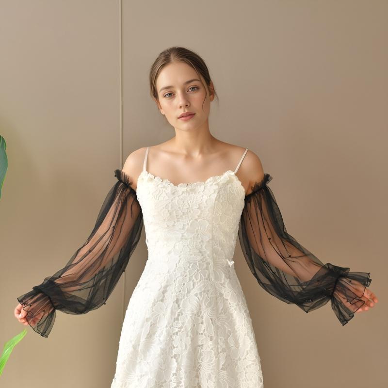 Lightweight Mesh Bride Arm Sleeves Elasticated Lace Trimmed Wedding Gloves Formal Occasion Dress Accessories