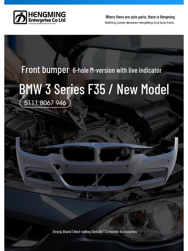 BMW 3 Series F35 Front Bumper with 6 Parking Sensor Holes, M Sport Trim, 51118067946