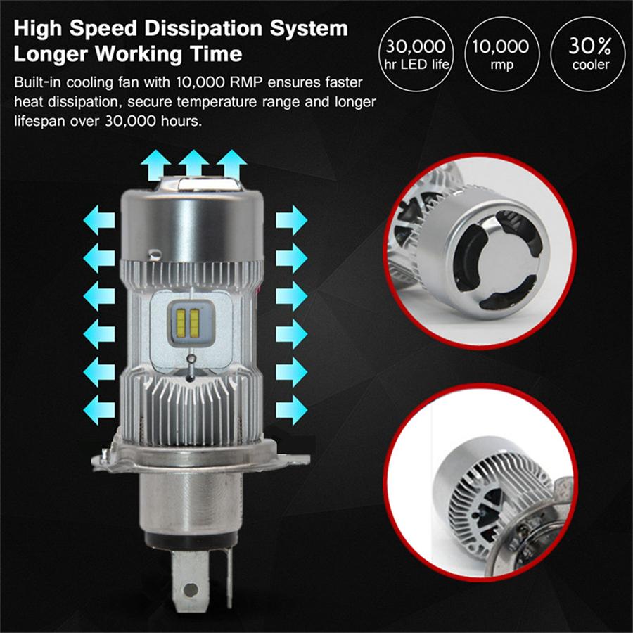 1 Set H4 9003 HB2 Hi-Lo Beam Car LED Headlight Bulbs 25W + 25W 4400LM 6000K Auto Motorcycle Car Headlamp Fog Light Bulb DC 12V