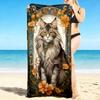 1Pc Maine Coon Cat Portrait Beach Towel Quick Dry Multiuse For Beach Pool Gym Yoga Home Travel Christmas Halloween Xmas Gift G1242