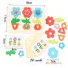 Montessori Diy Wooden Flower Puzzle Board Game With Cards Shape Color Cognition & Matching Geometric Educational Toy For Kids