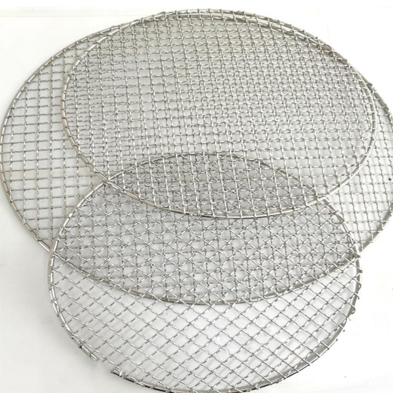 Multi-sizes Round Barbecue Camping Pot Rack Stainless Steel Grill Grate Mesh Pad Firewood Bushcraft- Grill for Outdoor