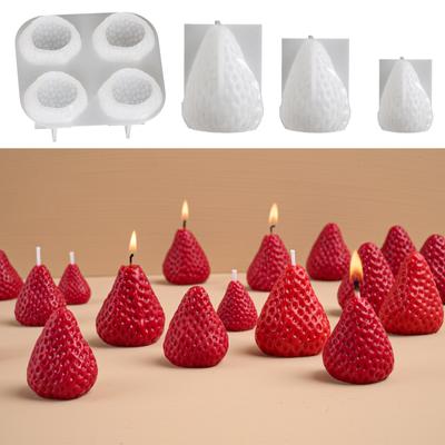 3D Erdbeerkerzenformen Gießformen Silikonform Ornament Kerzenherstellungsformen Epoxidharzformen Backformen