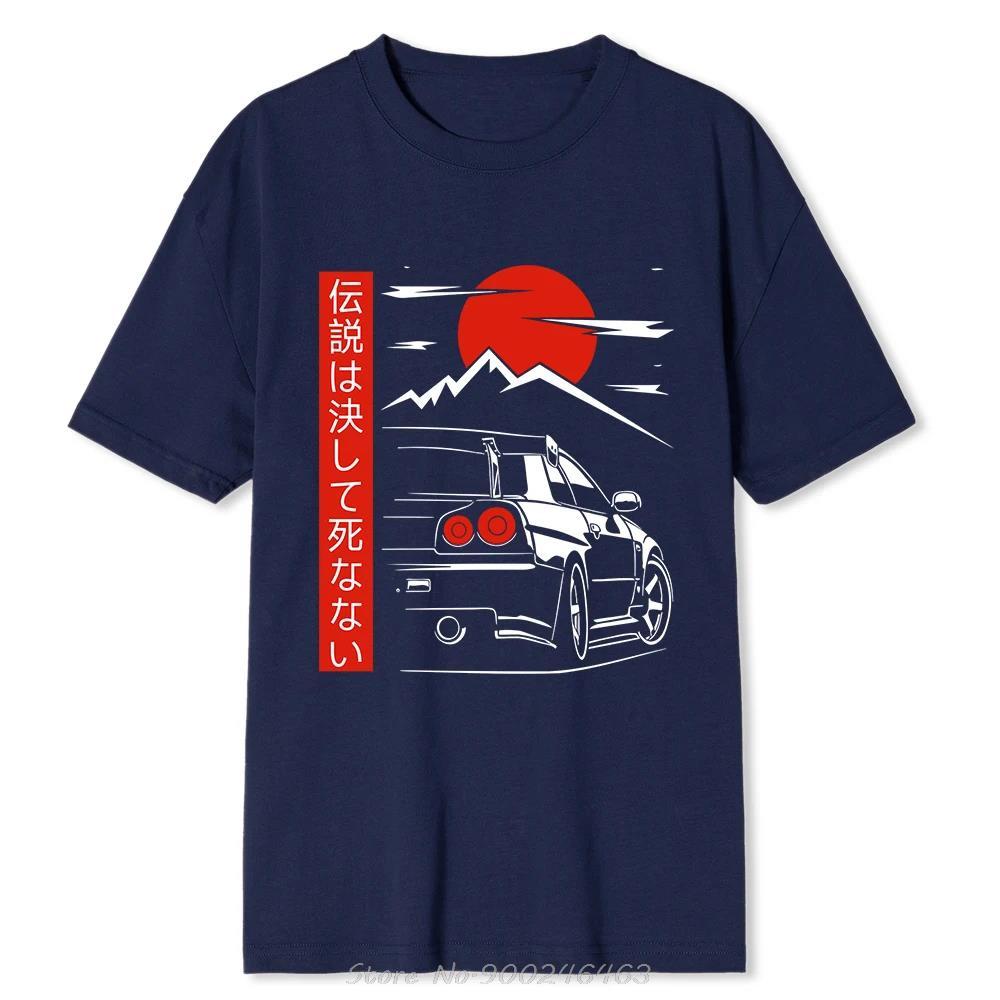 Japanese Style Car Funny Tshirt Men Design Tees Oversized Cotton Tshirt Loose Breathable T Shirt Fashion Oneck Streetwear