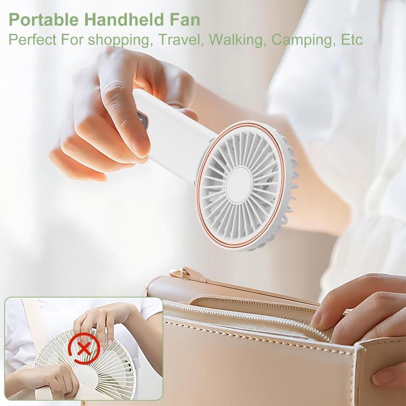 Mini Handheld Fan Powerful Handheld Fan Small Battery Operated Fan with LED Display 4 Speed Adjustable Lightweight Rechargeable