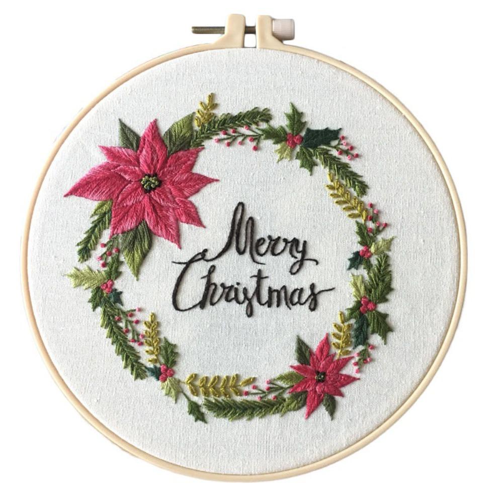 Elk Deer Christmas Embroidery Kit DIY Embroidery Set Home Decor Cross Stitch Set  Adults
