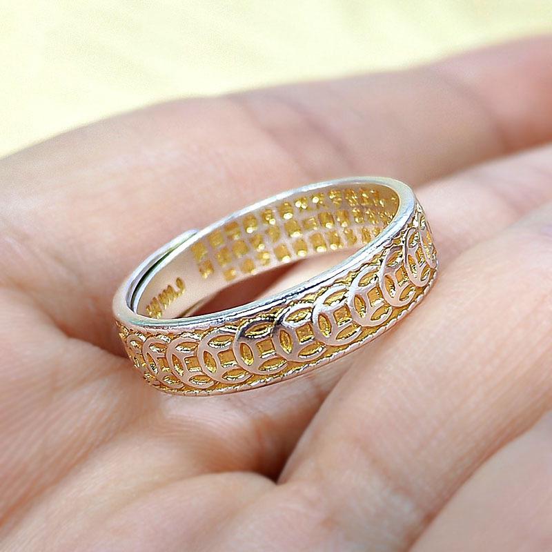 Heart Sutra Wealth Bracelet Ring: Stylish Unisex Chinese Fortune-Attracting Jewelry