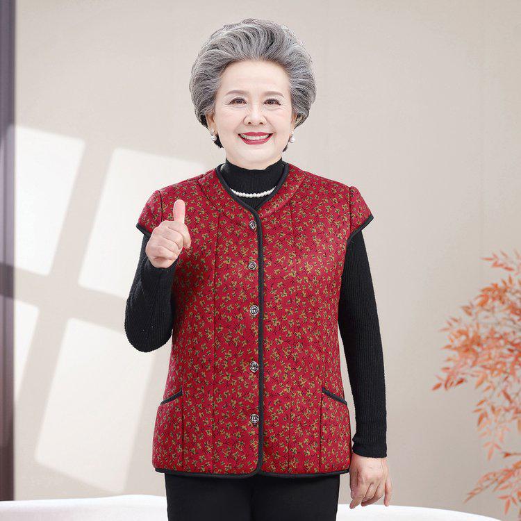 Grandma-Style Sleeveless Cotton Padded Vest with Sleeve Shoulder Protection for Women 2025 - Midlife & Elderly Warmth