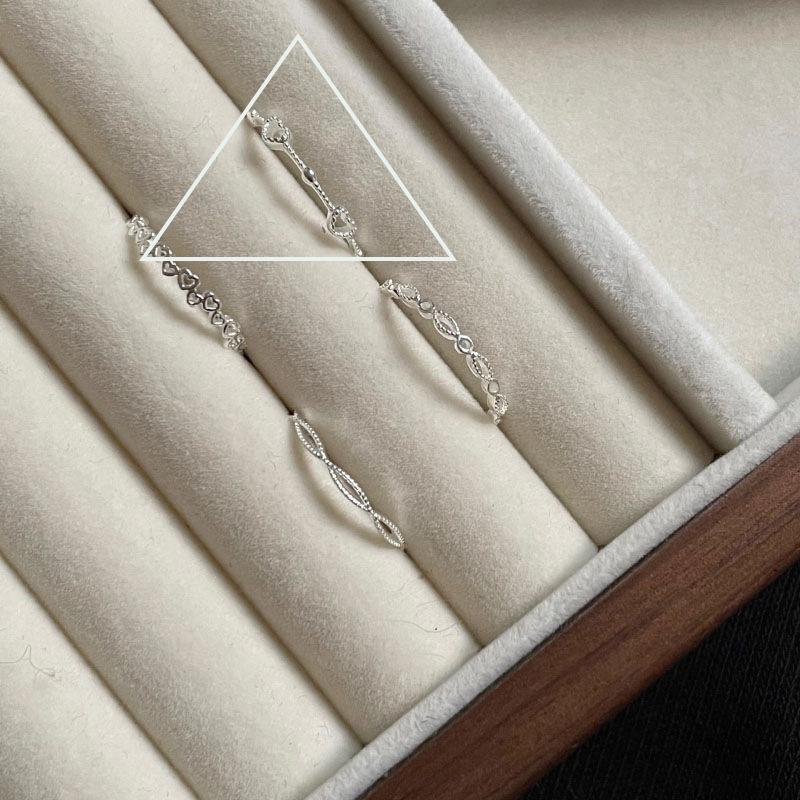 925 Silve Love Heart Hollowed Out Ring For Women Girl Extremely Fine Korea Ins Jewelry Gift