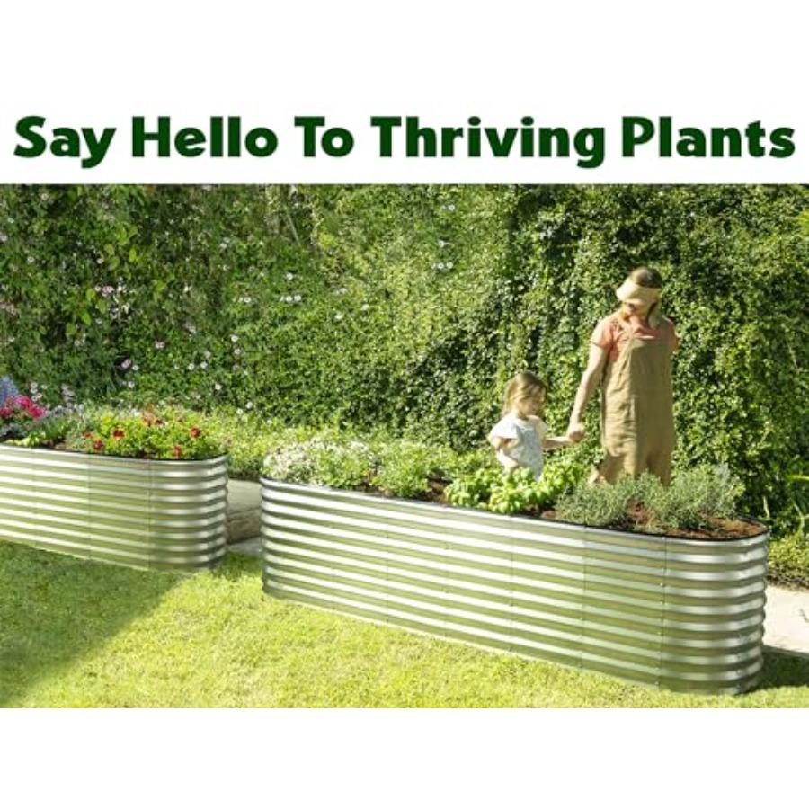 Galvanized Raised Garden Beds Outdoor 8×2×2 ft Planter for Gardening Vegetables Flowers Silver Large Metal Garden Box Patented