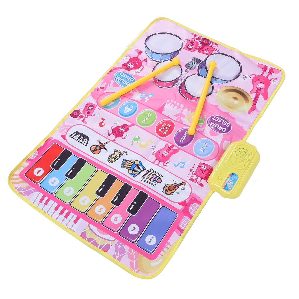 2 in 1 Baby Piano and   Mat 13 Keys 5 Music Instruments Sounds Interactive Game Baby Musical Mat for Toddler