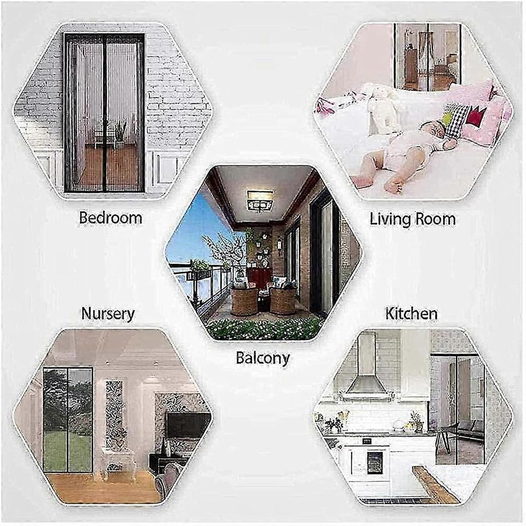 Magnetic Door Screen High Density Fly Bug Mosquito Mesh Curtain Automatically Mesh Door Nets Keeps Bugs & Mosquitoes Out, 35*83in, Coffee