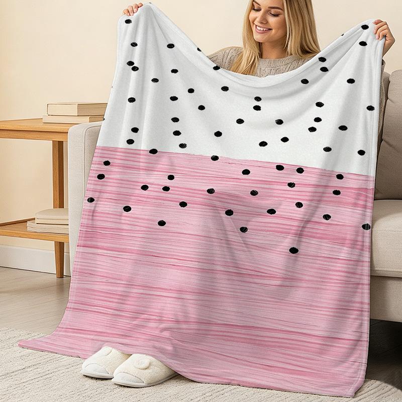 Soft Plush Flannel Fleece Blanket Machine Washable Polka Dot Throw, Cozy Warm for Home Office, Perfect Valentine's Day Gift