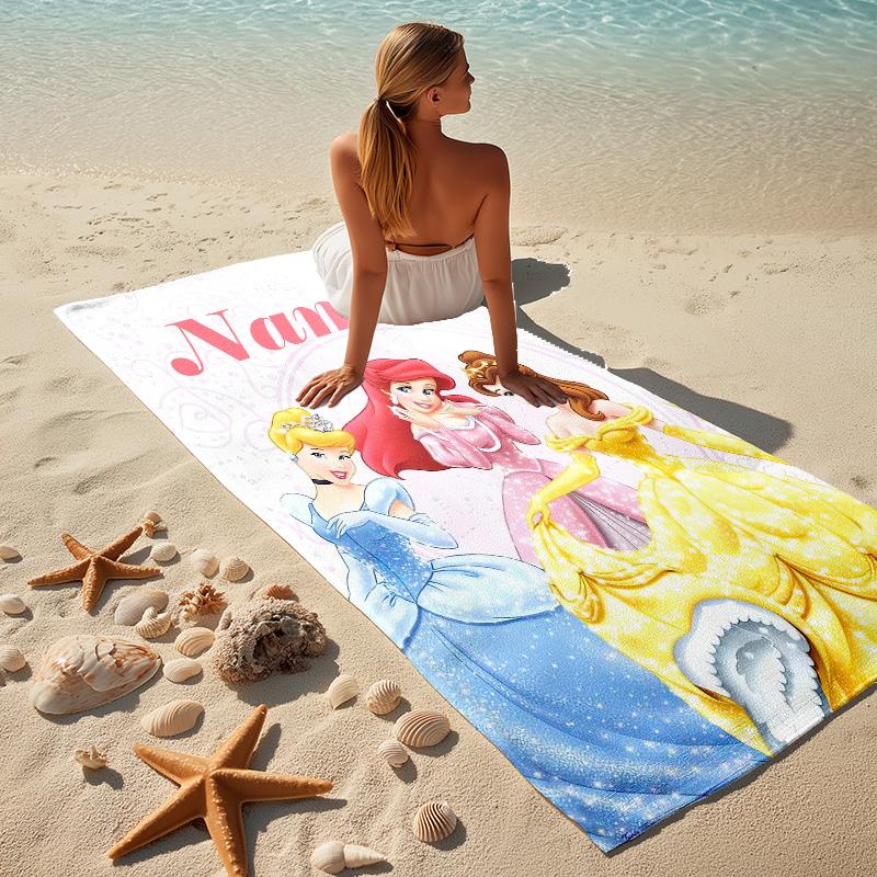 Custom Name Princesses' Night Stylish Digital Printing Beach Towel Quick‑Drying Absorbent Blanket for Beach Pool Gym Travel
