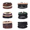 4pcs/set Bohemia Bracelets Bangles For Men Multilayer Woven Leather Vintage Ethnic Jewelry Bracelet